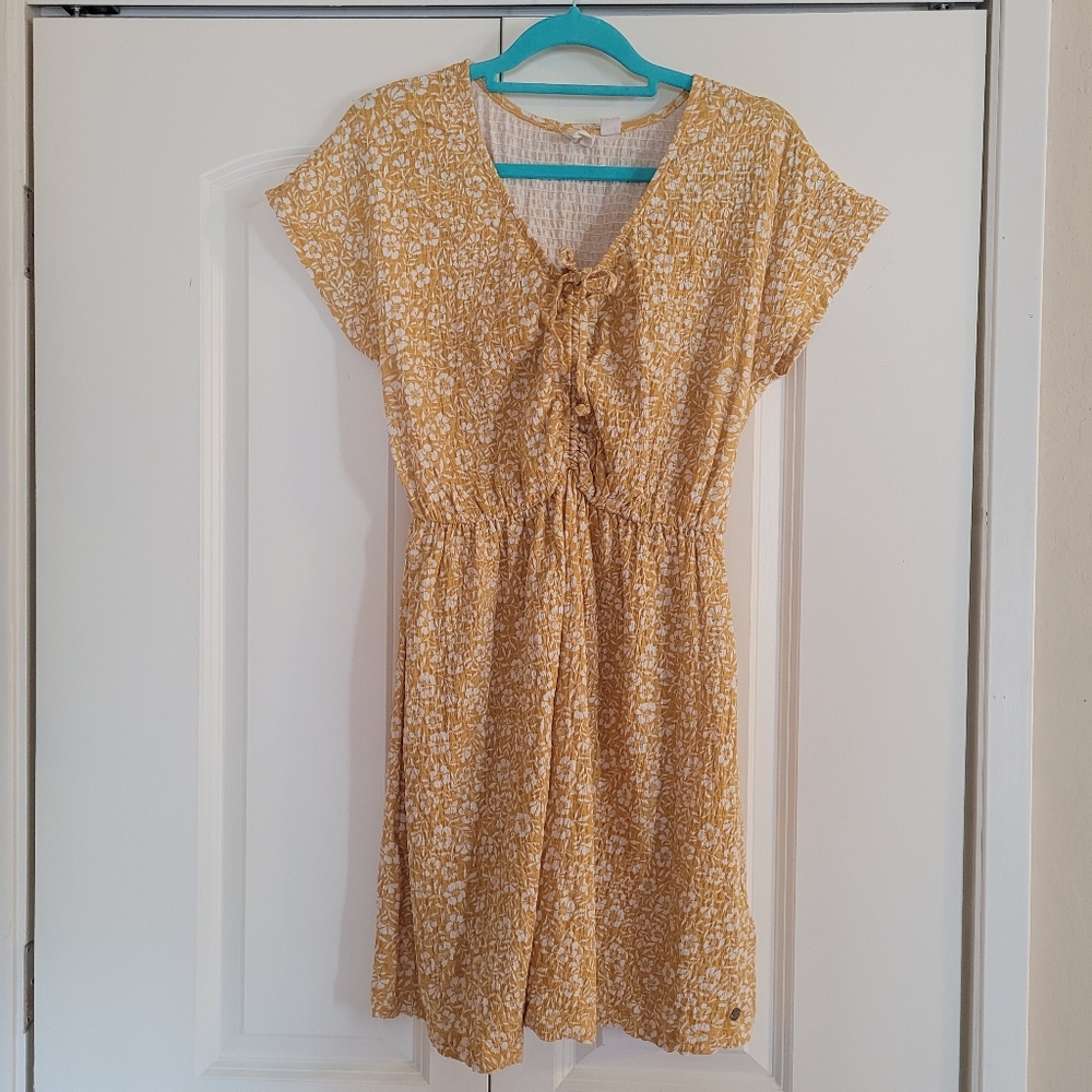 Womens Roxy Floral Yellow Dress Size L